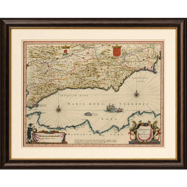 Blaeu Map of Granada & Murcia Spain, Andalusia Mediterranean Coast, 1642 : This finely engraved and beautifully hand-...
