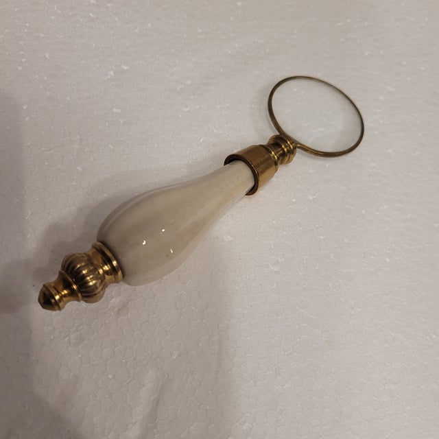 Metal 19th Century Ceramic and Gilt Bronze Magnifying Lens, England For Sale - Image 7 of 11