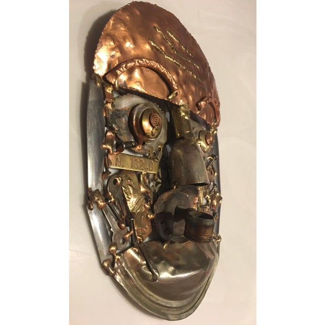 Brutalist Vintage Brutalist Mixed Metals Mask For Sale - Image 3 of 10