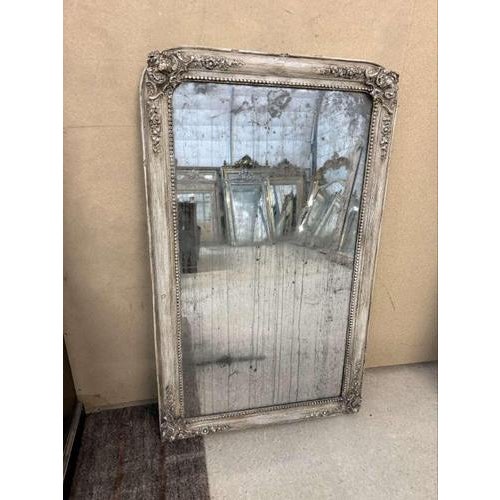 Silver Large 19th Century Antique French Louis Philippe Painted Mirror For Sale - Image 8 of 8
