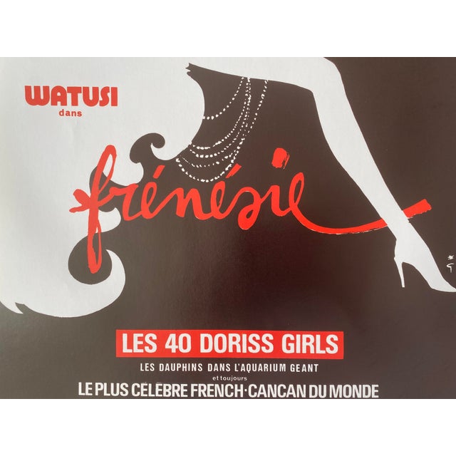 Original Vintage Bal du Moulin Rouge Frenesie Offset Lithograph Poster by René Gruau, 1980s For Sale - Image 10 of 15