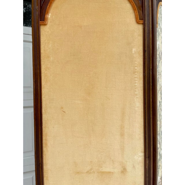 Yellow Victorian Edwardian Upholstered Carved Wood Folding Floor Screen For Sale - Image 8 of 12
