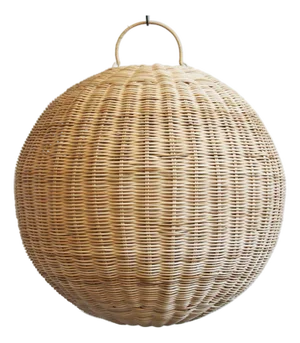 Raw Rattan Globe Coastal Contemporary Pendant Light Large