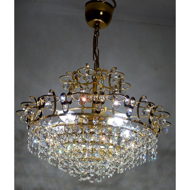 Brass and Lead Crystal 5-Light Chandelier by Joska Bodenmais, 1970s For Sale - Image 10 of 11