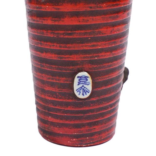 Red Japanese Sumida Gawa Ceramic Vase, C. 1900 For Sale - Image 8 of 9