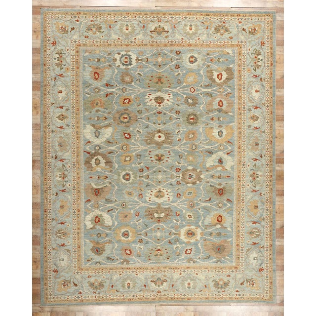 Blue Persian Sultanabad Rug - 12'08 X 15'09 For Sale - Image 9 of 9