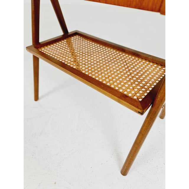 Mid-Century Modern Danish Bedside Table in Rattan and Teak For Sale - Image 5 of 14