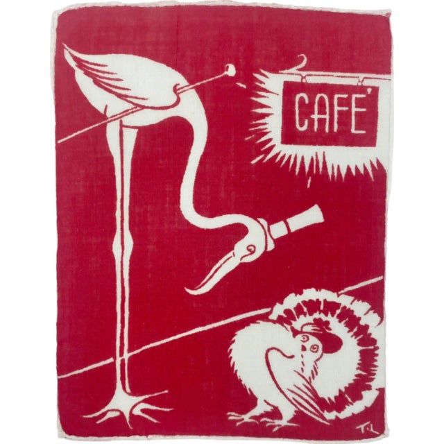 Vintage Thomas Lamb Set of 4 Linen Cocktail Napkins Red White Signed For Sale - Image 10 of 12