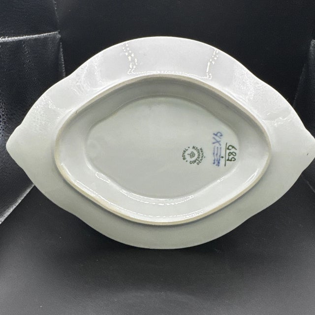 Mid-Century Modern Vintage Mid-Century Modern Royal Copenhagen Blue Fluted Half Lace Gravy Boat With Under Plate For Sale - Image 3 of 4