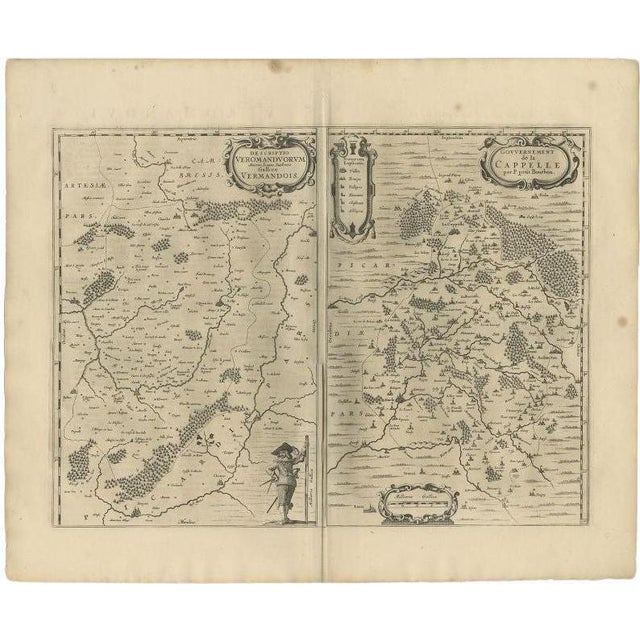 17th Century Antique Map of the Region of Vermandois and Cappelle by Janssonius, 1657 For Sale - Image 5 of 5