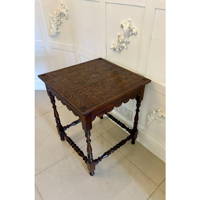 Late 19th Century Antique Victorian Carved Oak Table, 1880 For Sale - Image 5 of 11