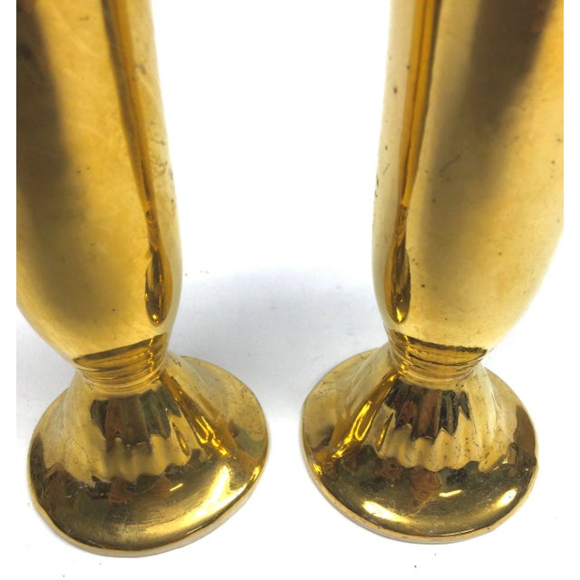 1960s Mid Century Gold Ceramic Salt and Pepper Shaker Set For Sale - Image 5 of 7