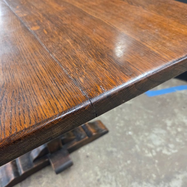 Early 20th Century English Solid Oak Refectory Table With H-Stretcher Base and Bulbous Turned Legs For Sale - Image 10 of 11