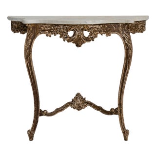 Baroque Patinated Console Table With Marble Top 19th Century France For Sale