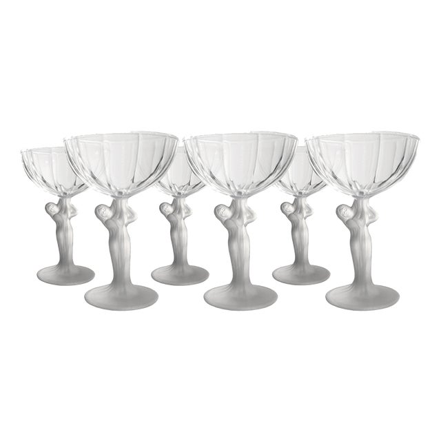Art Deco Style Ice Cream Cups from Ząbkowice Glassworks, Set of 6 For Sale