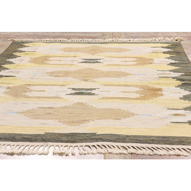 Evy Svensson Vintage Swedish Rollakan Rug, 04'07 X 06'03 For Sale - Image 10 of 11
