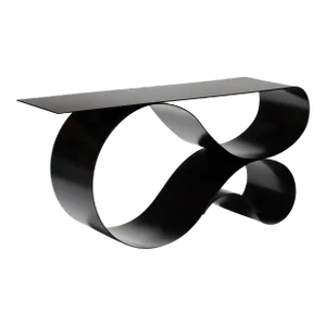 Whorl Console in Powder Coated Aluminum-Black Matte by Neal Aronowitz