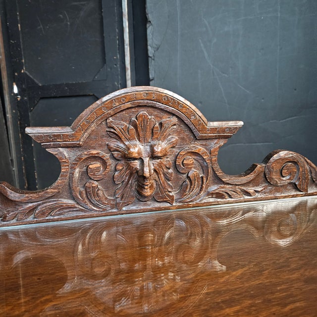 Late 19th Century Late 19th Century English Oak Heavily Carved Console Table With Drawer For Sale - Image 5 of 13