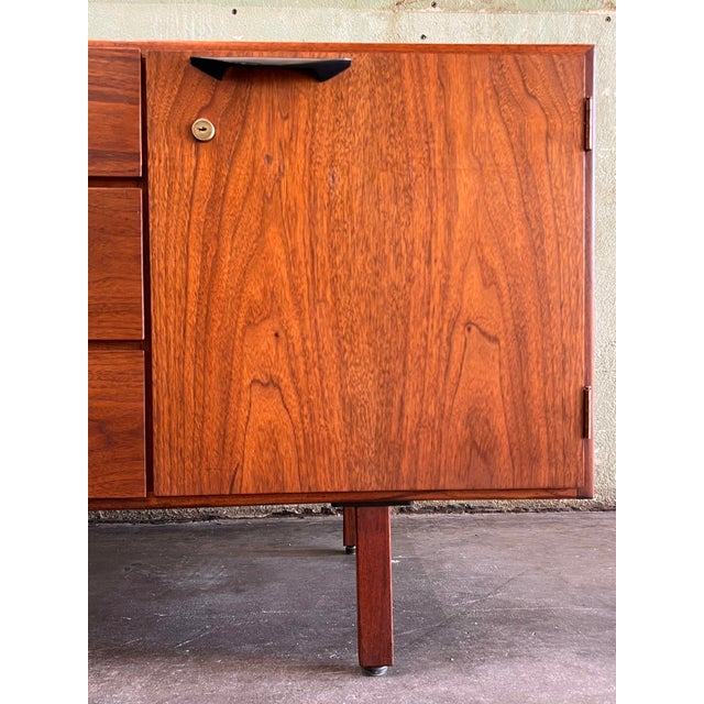 Wood 1960s Jens Risom (Attributed) 72” Walnut Credenza, Refurbished W/ Restored Top For Sale - Image 7 of 12