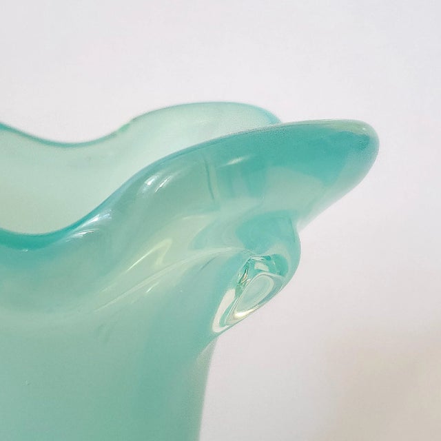 Blue Murano Vase Blue Glass Signed For Sale - Image 8 of 11