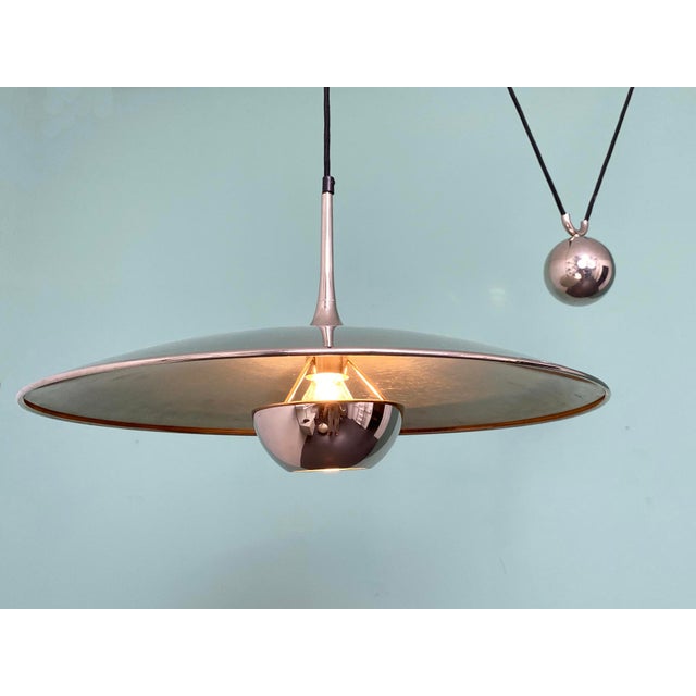 Onos 55 Pendulum Train Ceiling Lamp in Chrome-Plated Brass by Florian Schulz, Germany, 1970s For Sale - Image 5 of 6