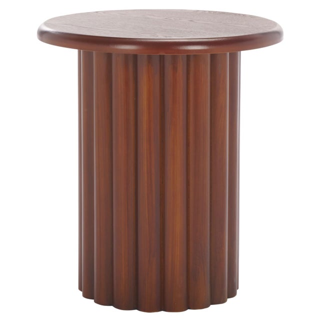 Wood Monka Round End Table in Walnut For Sale - Image 7 of 7