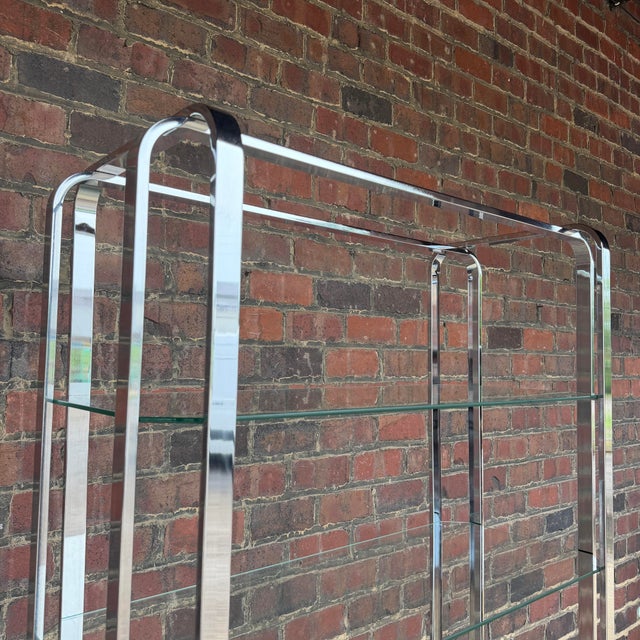 1970s Milo Baughman Style Chrome and Glass Étagère Display Shelf For Sale In Cleveland - Image 6 of 8