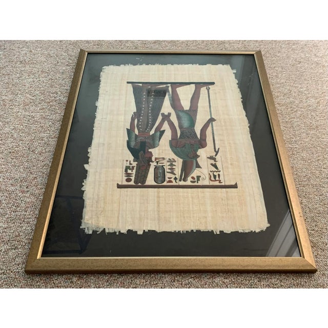 Vintage Egyptian Papyrus Painting For Sale In Los Angeles - Image 6 of 9