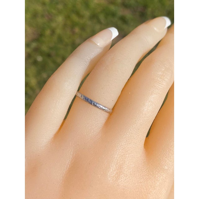 Metal The Littleton: Antique Patterned Wedding Band in Platinum For Sale - Image 7 of 7