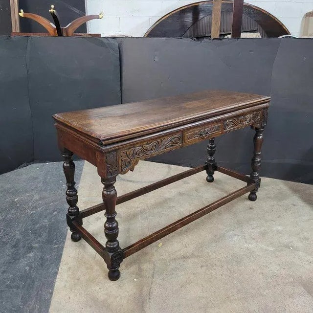 English Antique English Console W Drawer 19th Century For Sale - Image 3 of 13