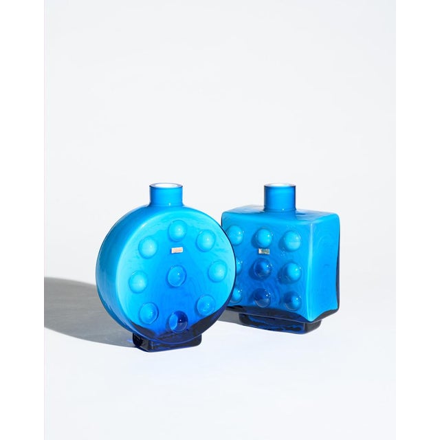 Modern Pop Art Duo Blue Cased Glass Bubble Vases from Friedrich Kristall, Germany, 1970s, Set of 2 For Sale - Image 3 of 18