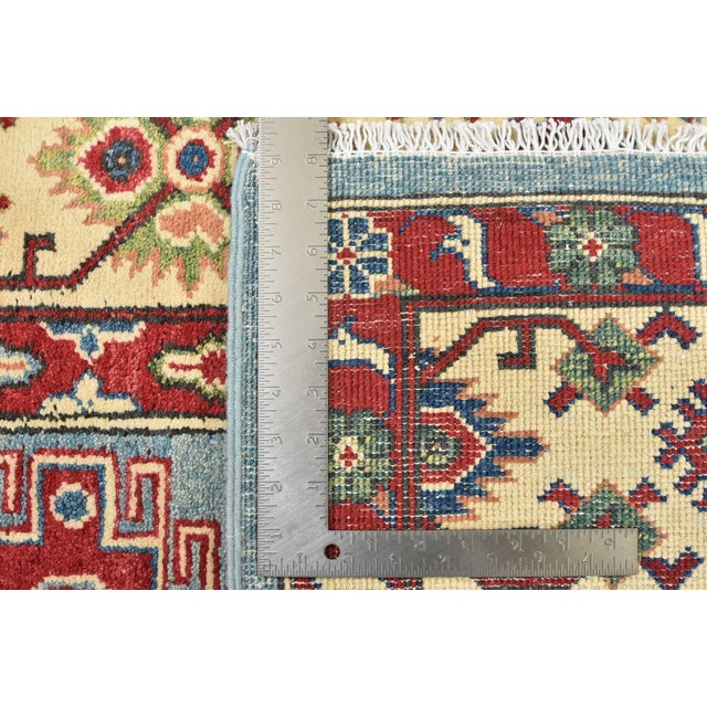 Kazak Rug 8'5'' X 9'7'' Blue Wool Tribal Hand-Knotted Oriental Carpet For Sale - Image 12 of 12