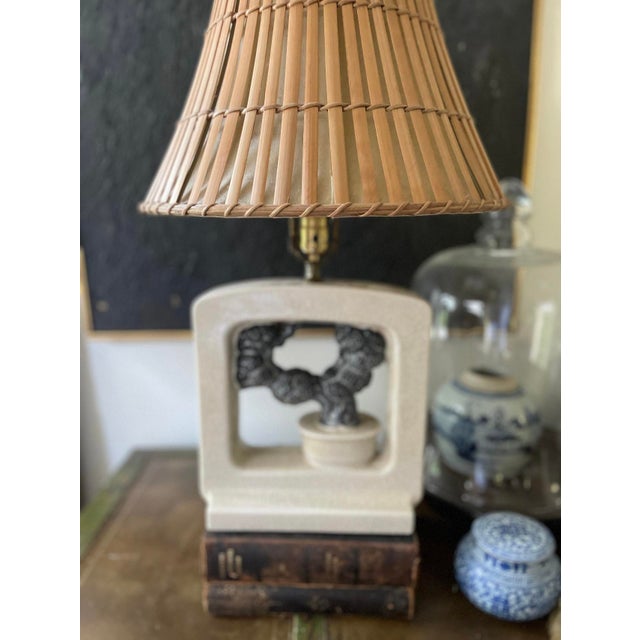 Mid 20th Century Mid 20th Century MCM Crackle Glaze Asian Bonsai Ceramic Lamp For Sale - Image 5 of 10