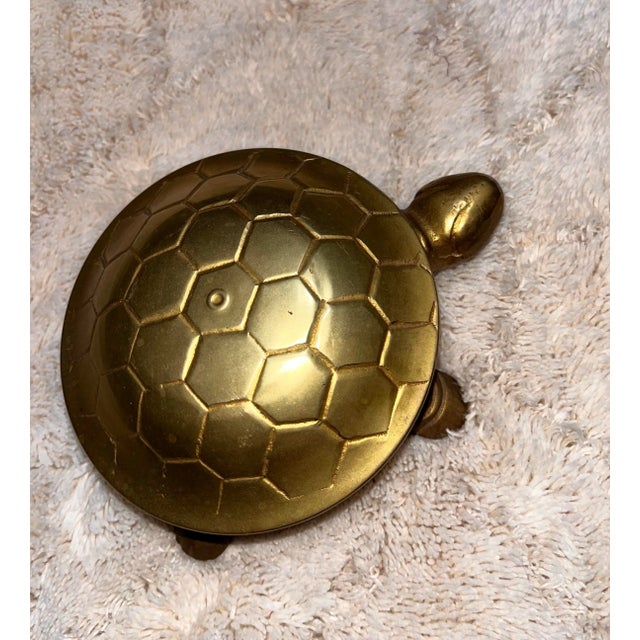 1970s Mid-Century Modern Brass Turtle Keepsake Cone/Loose Incense Herb Burner Ashtray For Sale - Image 11 of 12
