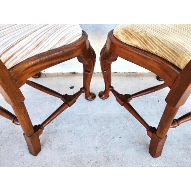 Antique Italian Georgian Dining Chairs Shell Walnut Set of 5 For Sale - Image 11 of 12