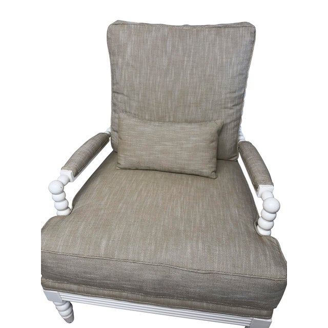 Early 21st Century Jenny Lind Style Spool Chair and Matching Ottoman in White For Sale - Image 5 of 18