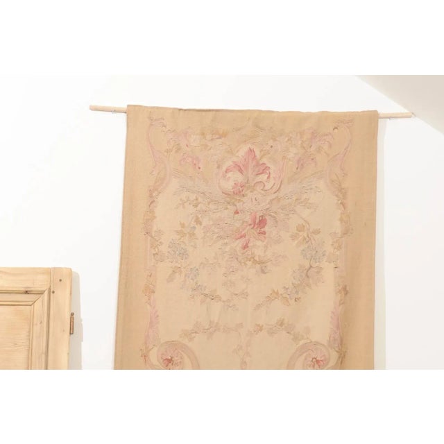 French 19th Century Vertical Hand-Woven Tapestry with Floral Décor and Volutes For Sale - Image 4 of 11