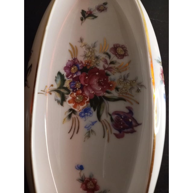 Ceramic Vintage Porcelain Hand Painted Floral Moriage Vanity Tray For Sale - Image 7 of 8