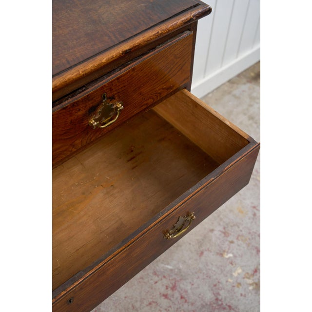 19th Century 19th Century Oak Two Over Three Chest With Chippendale Pulls For Sale - Image 5 of 12