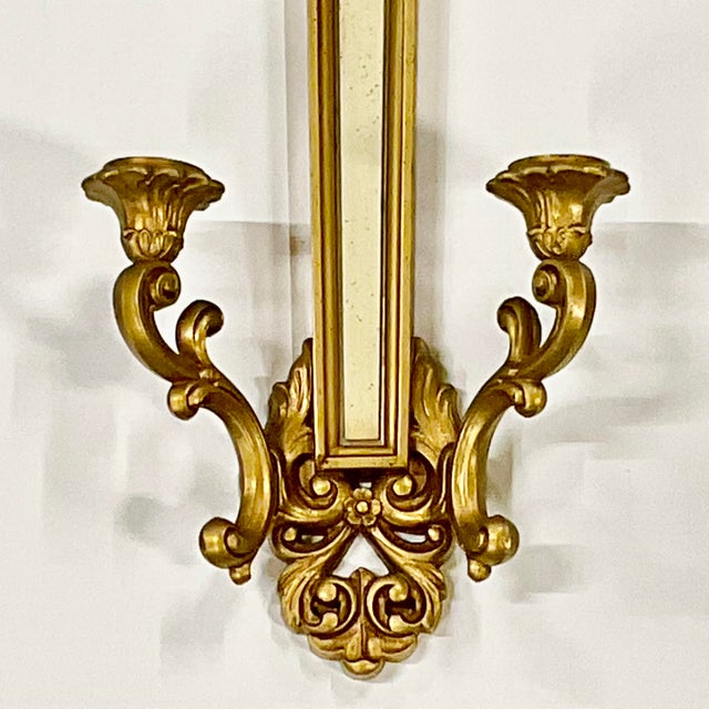1969 Vintage Neoclassical French Empire Style Syroco Candle Holder Sconce, 2 Arm. For Sale - Image 6 of 10