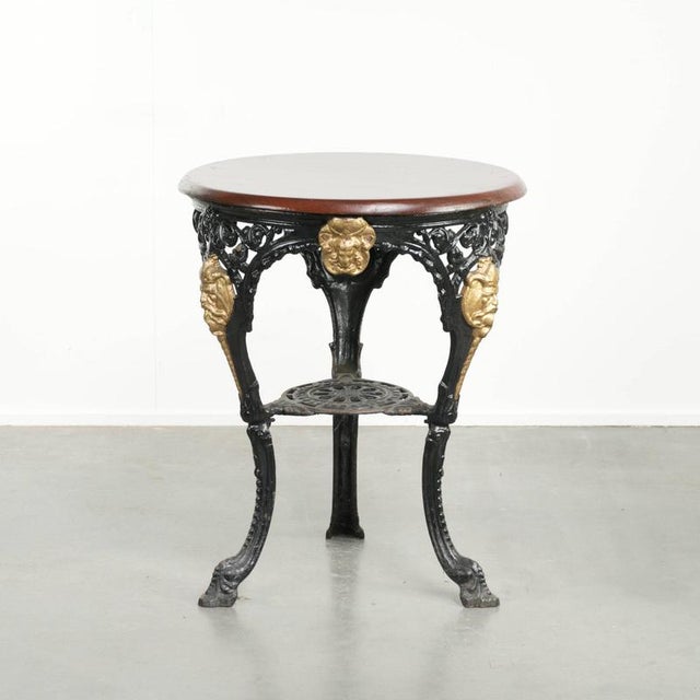 Antique English Bistro Side Table with a Cast Iron Base & Solid Wood Tabletop, Early 20th Century For Sale - Image 11 of 11