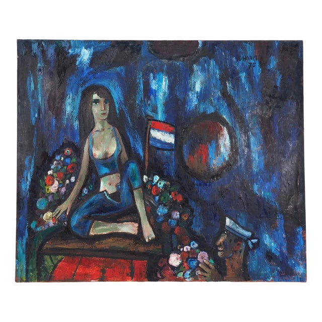 Theo Van Der Horst, Girl and Sailor, Oil on Canvas For Sale