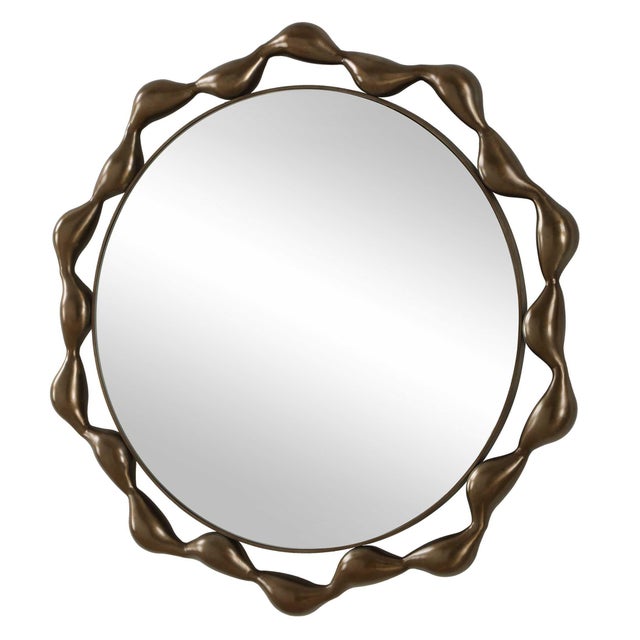 Kenneth Ludwig Chicago Remolino Round Bronze Mirror For Sale - Image 4 of 6
