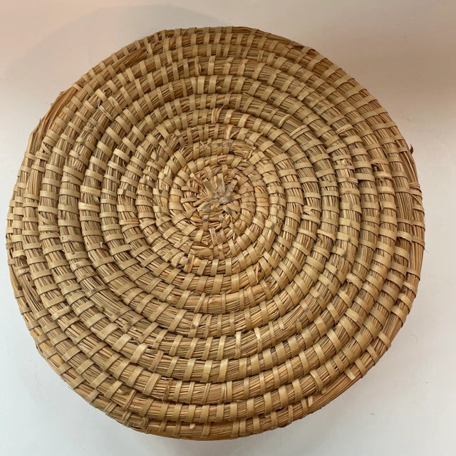 Handwoven Coil Basket With Metal Band 12" For Sale In Philadelphia - Image 6 of 9