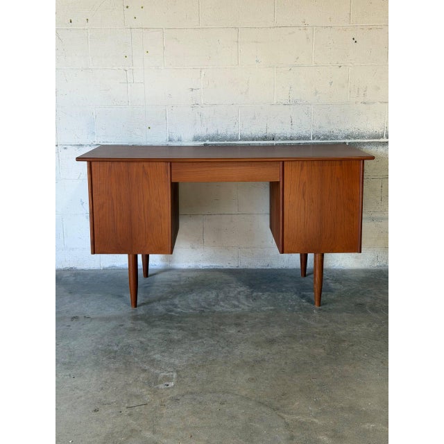 Teak Executive Desk With Inset Handles Danish Mid-Century Modern 1960s For Sale - Image 11 of 11