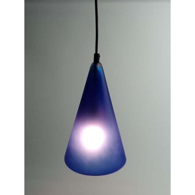 Vintage French Conical Glass Pendant Light from SCE, 1980s For Sale - Image 9 of 10