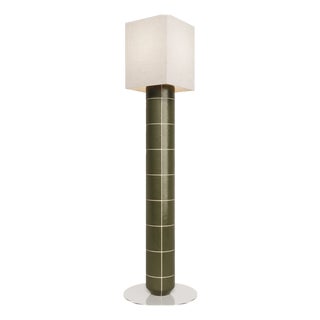 Handcrafted Ceramic and Glass Floor Lamp in Green Glaze from Artem Zakharchenko-Halytskyi For Sale