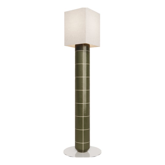 Handcrafted Ceramic and Glass Floor Lamp in Green Glaze from Artem Zakharchenko-Halytskyi For Sale
