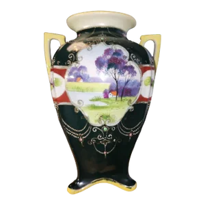 Circa 1890-1921 Japanese Nippon Period Double Handed Vase