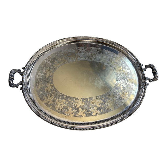 Monumental Silver Plate Reticulated Tray For Sale